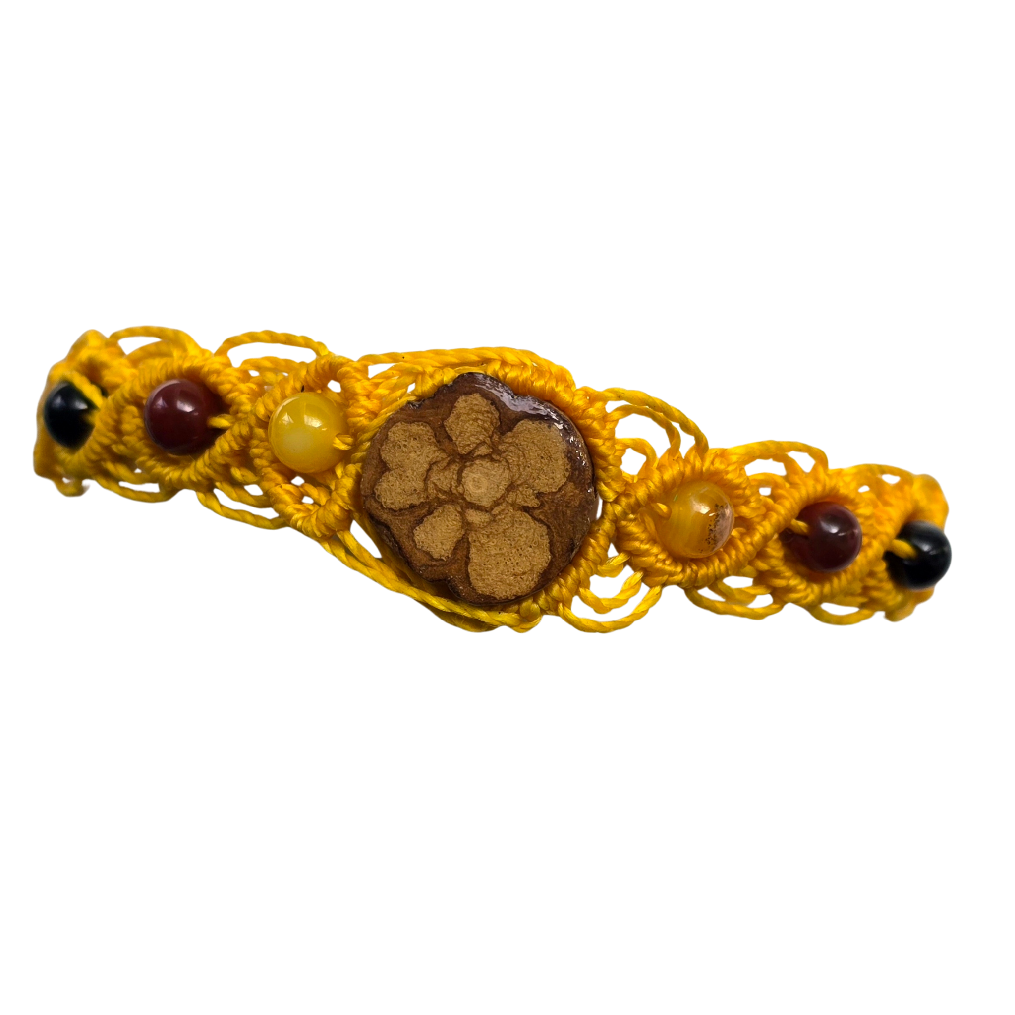 Macrame bracelet with ayahuasca and round colored stones - made by Peruvian Amazon artisan - Amazon Ecology