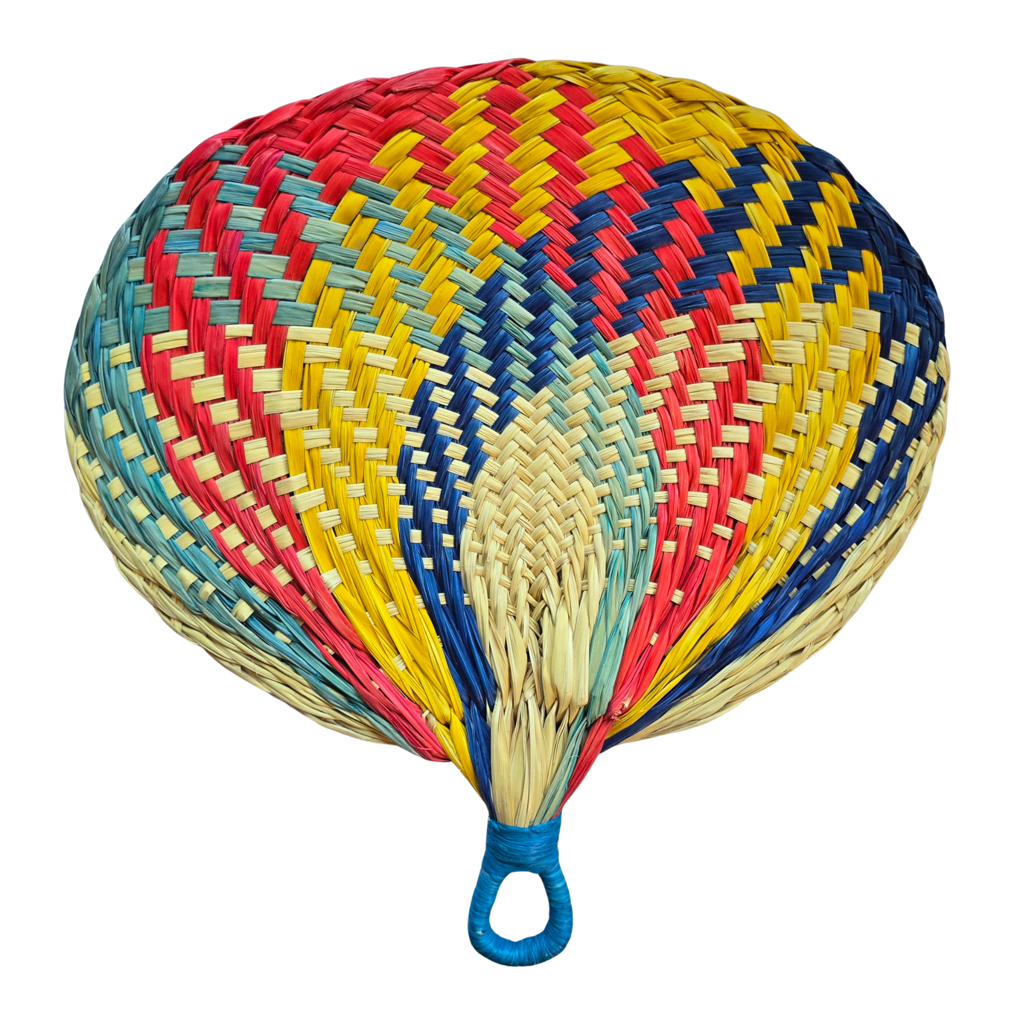 Chambira palm leaf fan with round handle