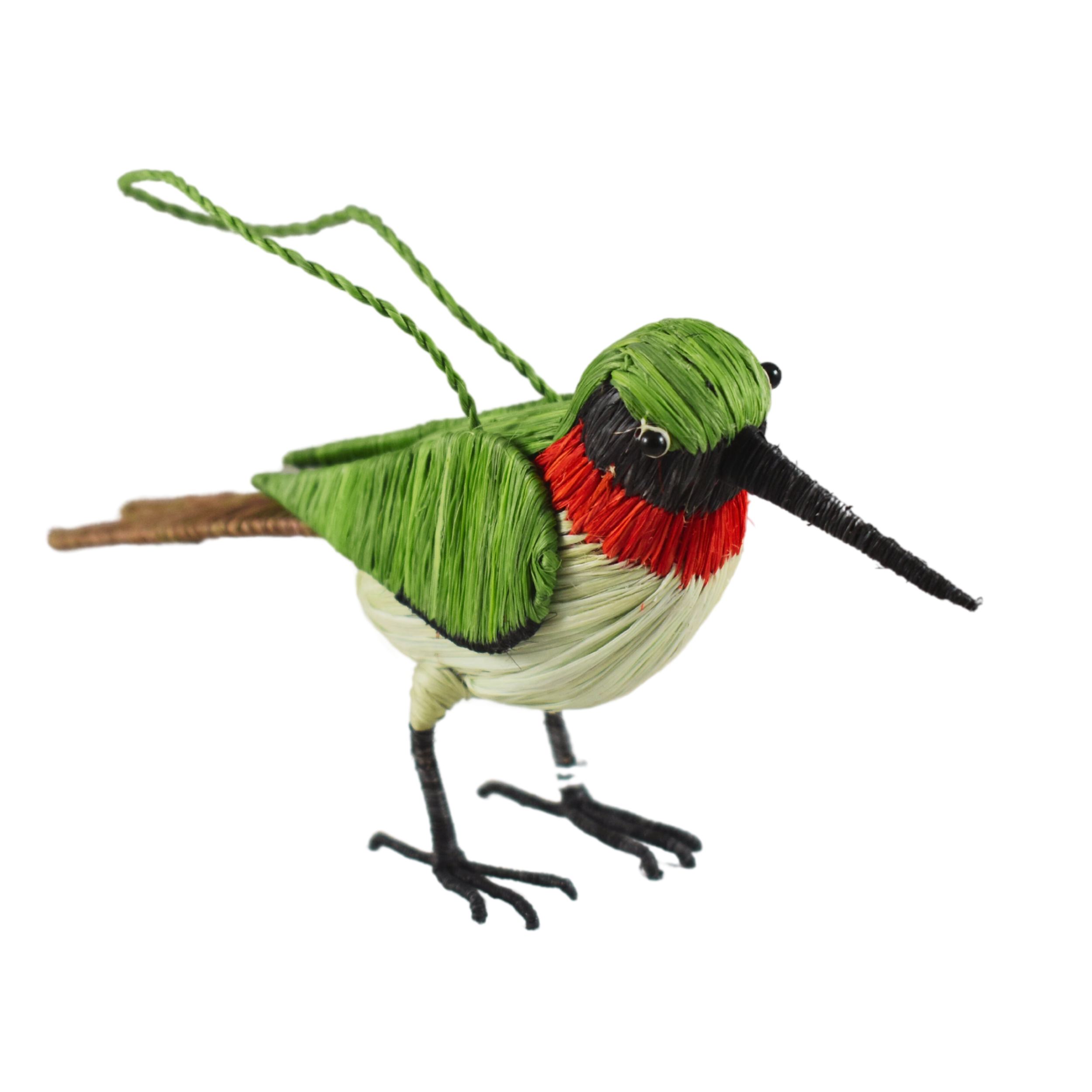 RUBY-THROATED HUMMINGBIRD FAIR TRADE ORNAMENT - WOVEN BY PERUVIAN AMAZON ARTISAN