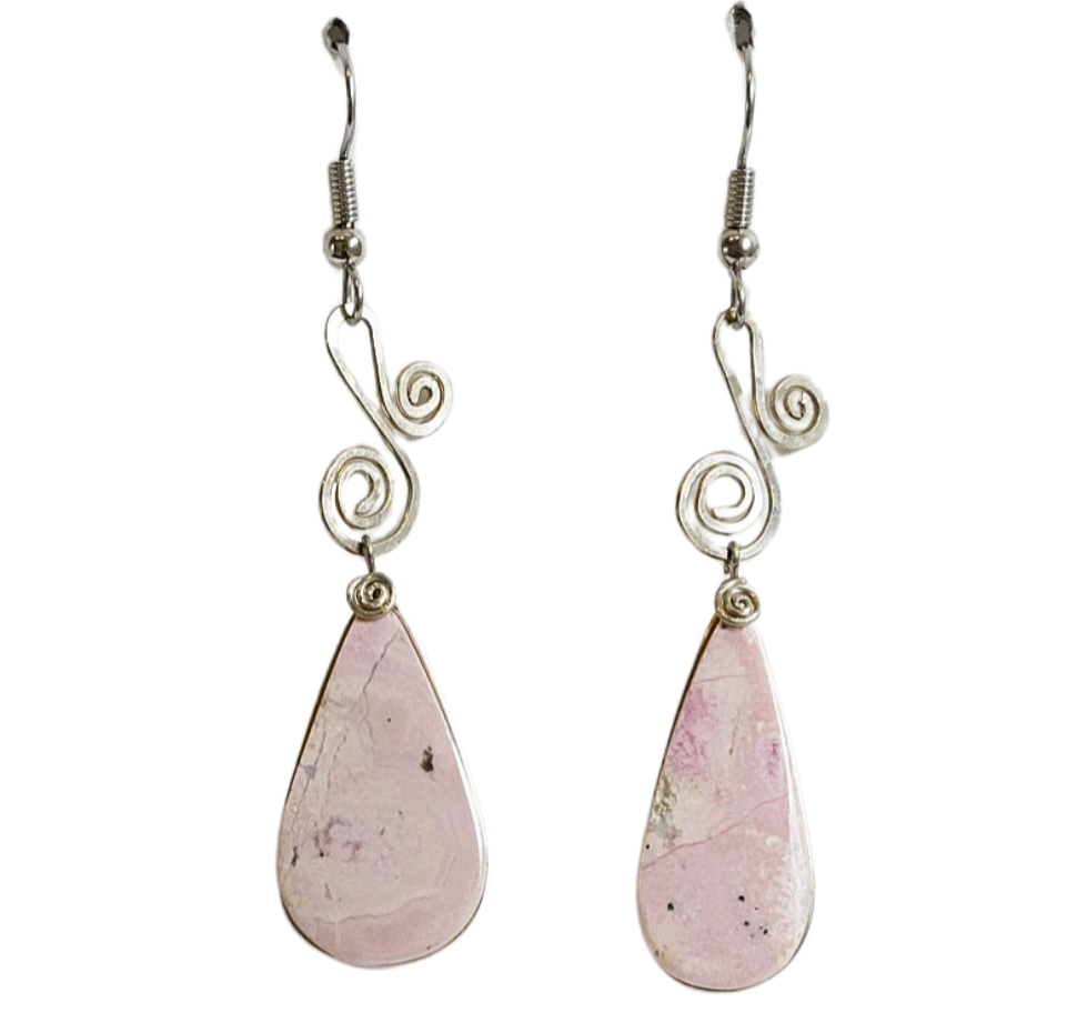 Rhodonite tear drop earrings