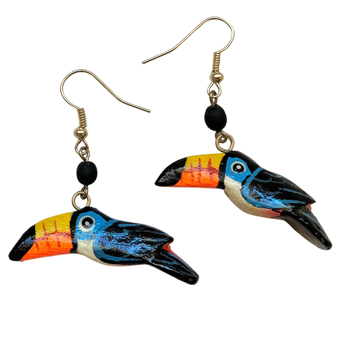 Toucan Balsa Wood Earrings - Made by Peruvian Amazon artisan