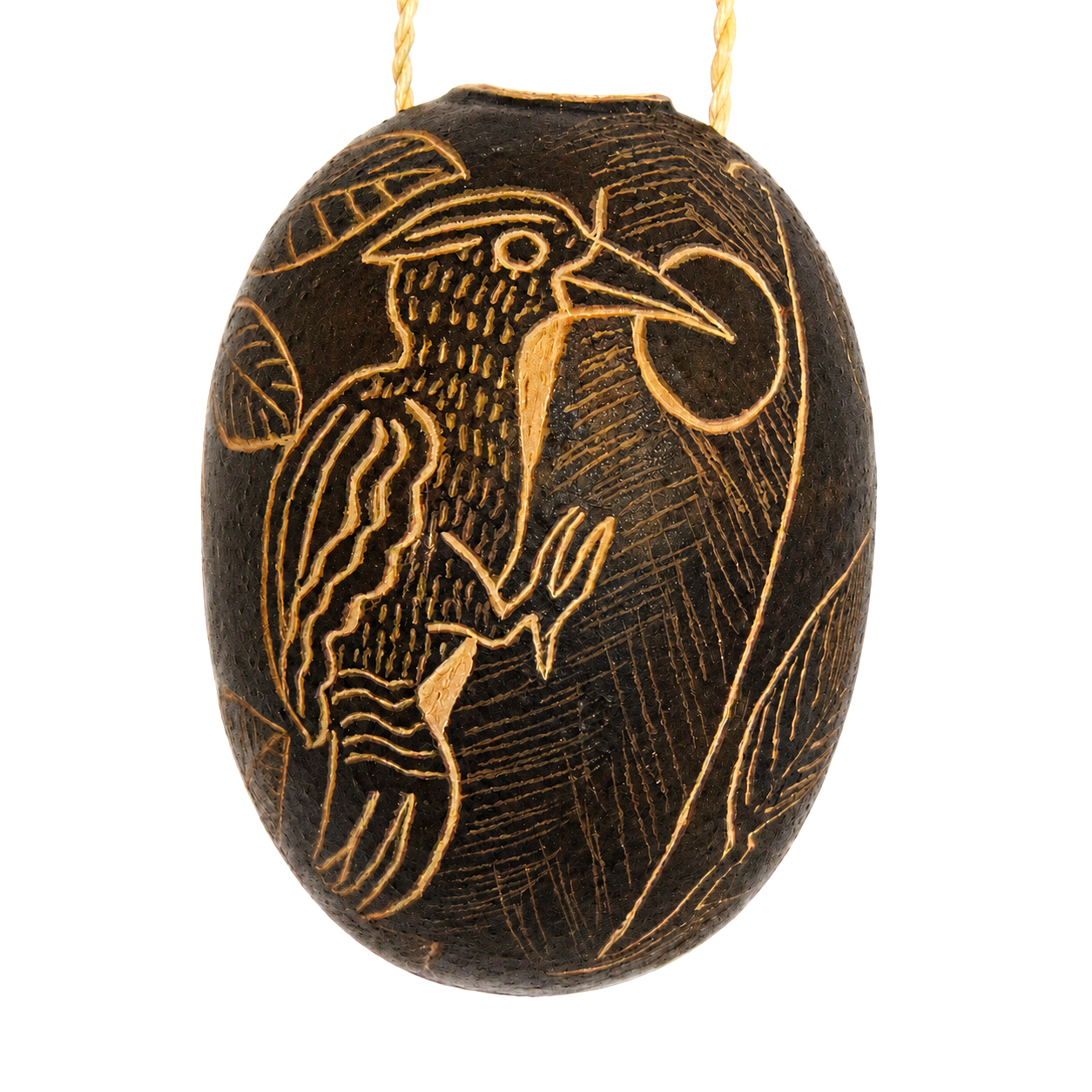 Woodpecker Bird Calabash Christmas tree ornament and hand rattle - Amazon Ecology