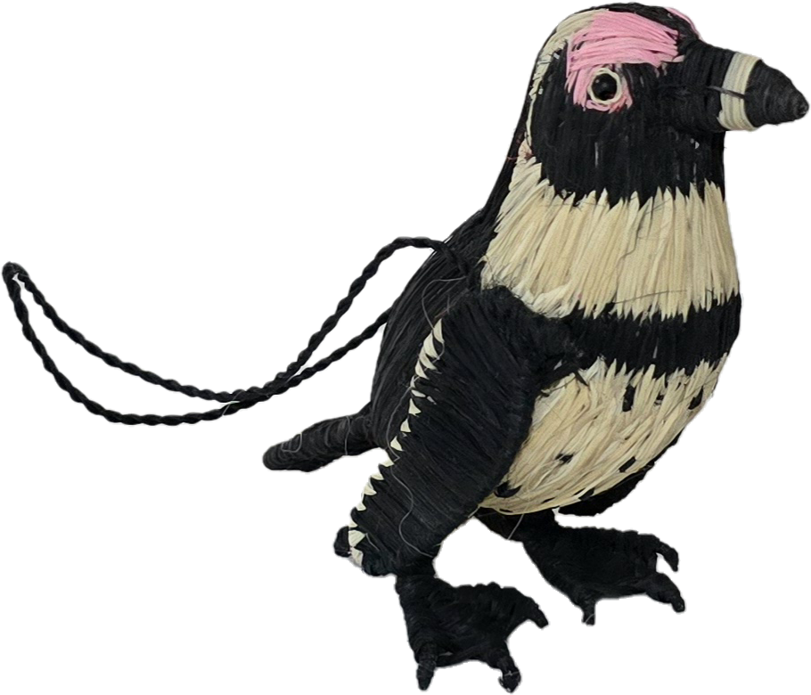 AFRICAN PENGUIN BIRD FAIR-TRADE CHRISTMAS TREE ORNAMENTS - WOVEN BY PERUVIAN AMAZON ARTISAN