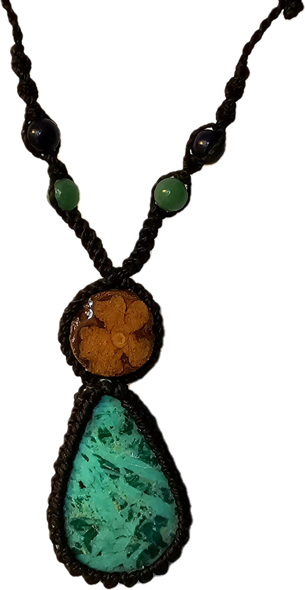 Ayahuasca vine and chrysocolla macrame necklace