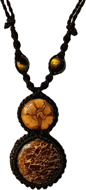 Ayahuasca vine and aragonite macrame necklace