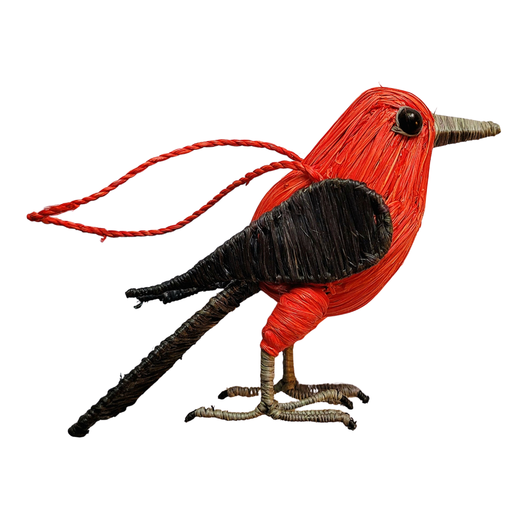 SCARLET TANAGER BIRD - F AIR-TRADE CHRISTMAS TREE ORNAMENT - WOVEN BY PERUVIAN AMAZON ARTISAN