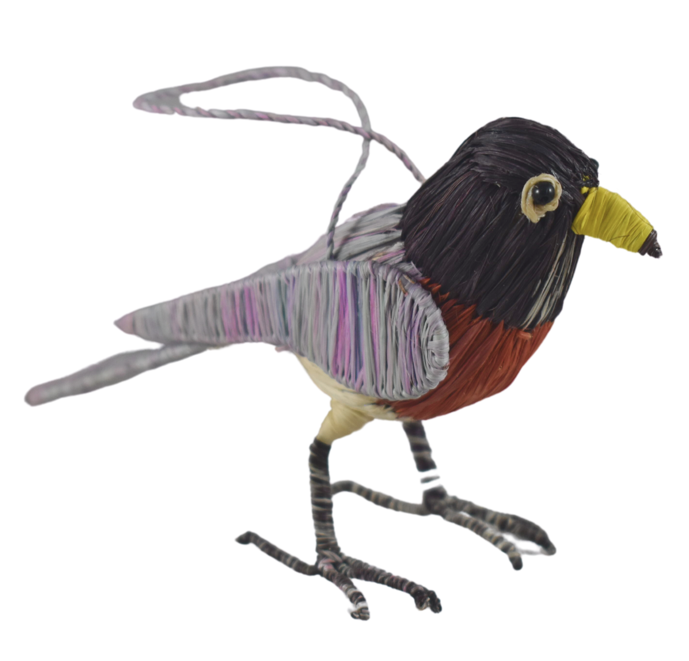 AMERICAN ROBIN - FAIR TRADE CHRISTMAS TREE ORNAMENT - WOVEN BY PERUVIAN AMAZON ARTISAN