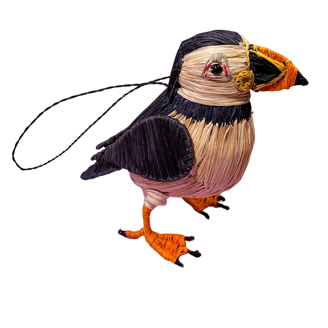 PUFFIN AND BLACK SKIMMER - BIRD FAIR-TRADE CHRISTMAS TREE ORNAMENTS - WOVEN BY PERUVIAN AMAZON ARTISAN