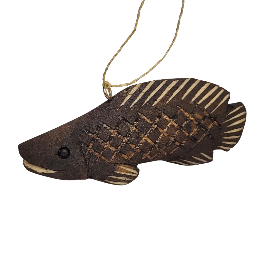 PAICHE FISH BALSA WOOD FAIR -TRADE ORNAMENT - CARVED BY PERUVIAN AMAZON ARTISAN