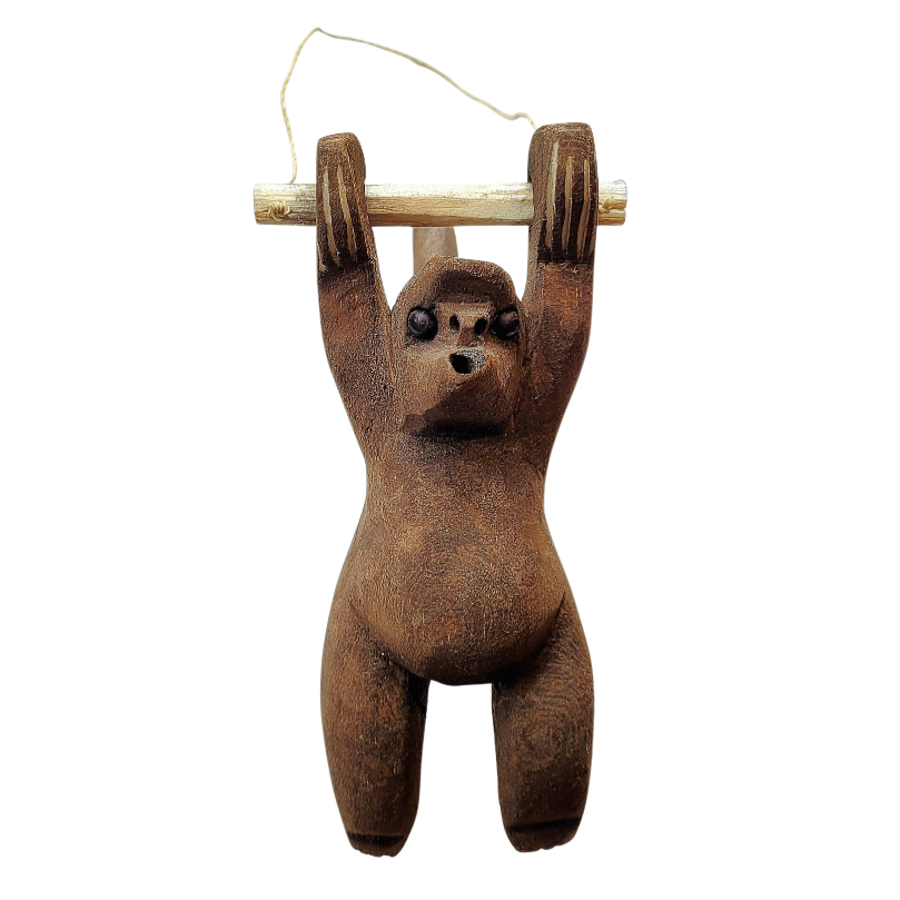 MONKEY BALSA WOOD FAIR -TRADE ORNAMENT - CARVED BY PERUVIAN AMAZON ARTISAN