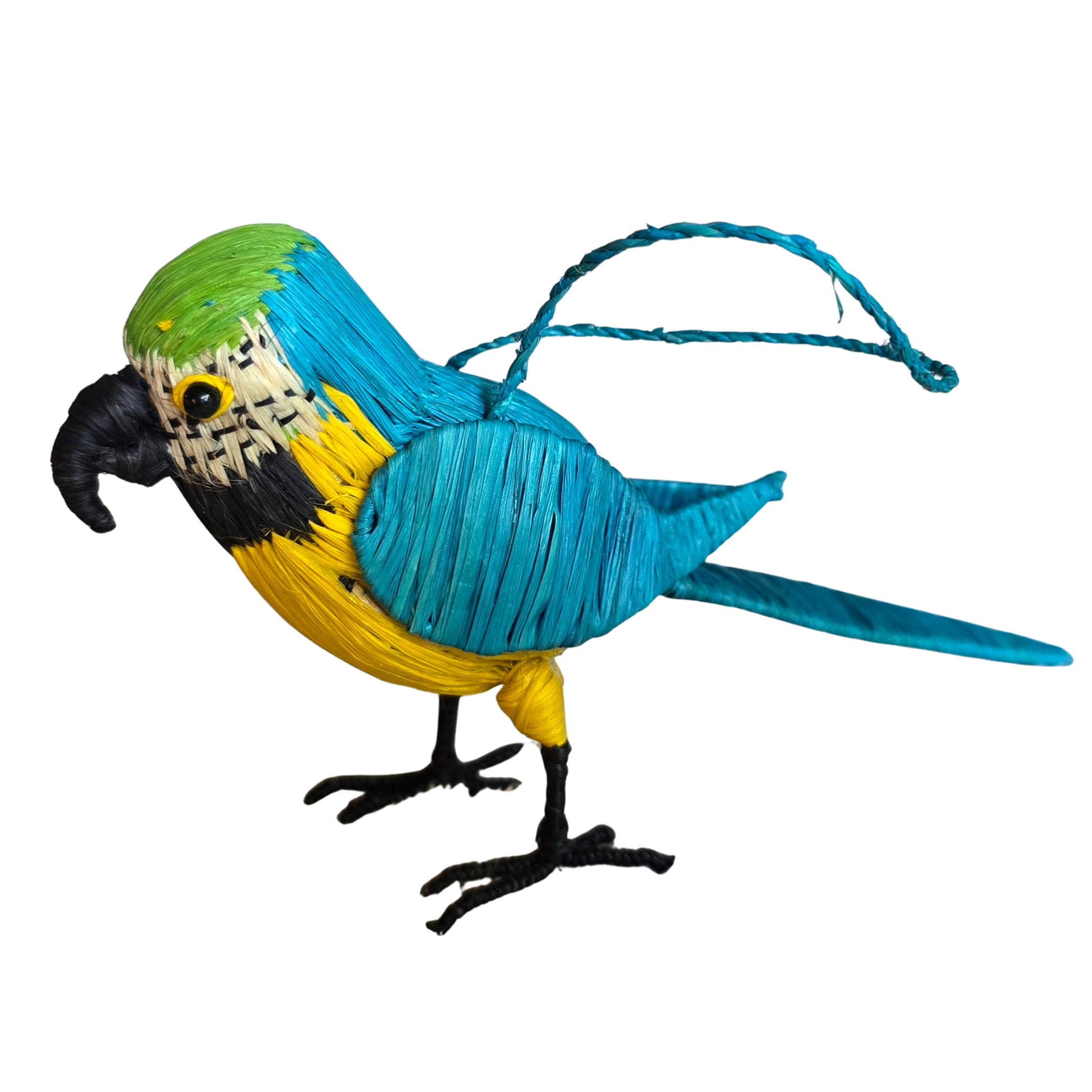 BLUE AND GOLD MACAW - FAIR-TRADE BIRD ORNAMENT - WOVEN BY PERUVIAN AMAZON ARTISAN - Amazon Ecology
