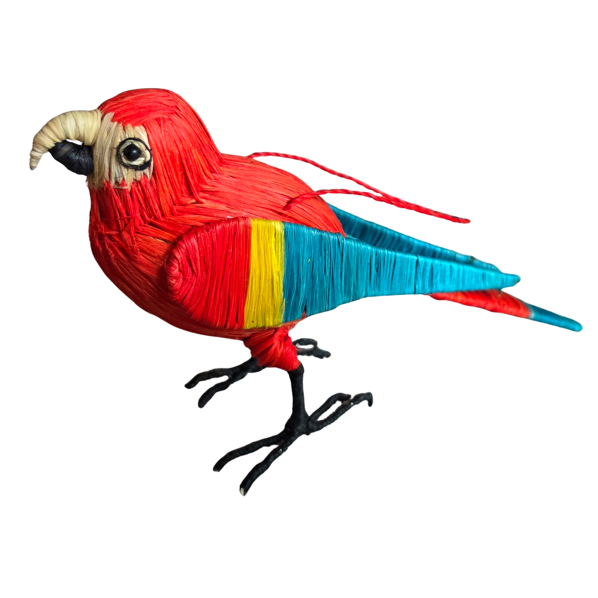 SCARLET MACAW - FAIR-TRADE BIRD ORNAMENT - WOVEN BY PERUVIAN AMAZON ARTISAN - Amazon Ecology