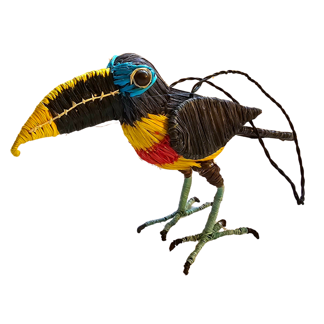 CHESTNUT-EARED ARACARI BIRD - FAIR-TRADE CHRISTMAS TREE ORNAMENT - WOVEN BY PERUVIAN AMAZON ARTISAN - Amazon Ecology