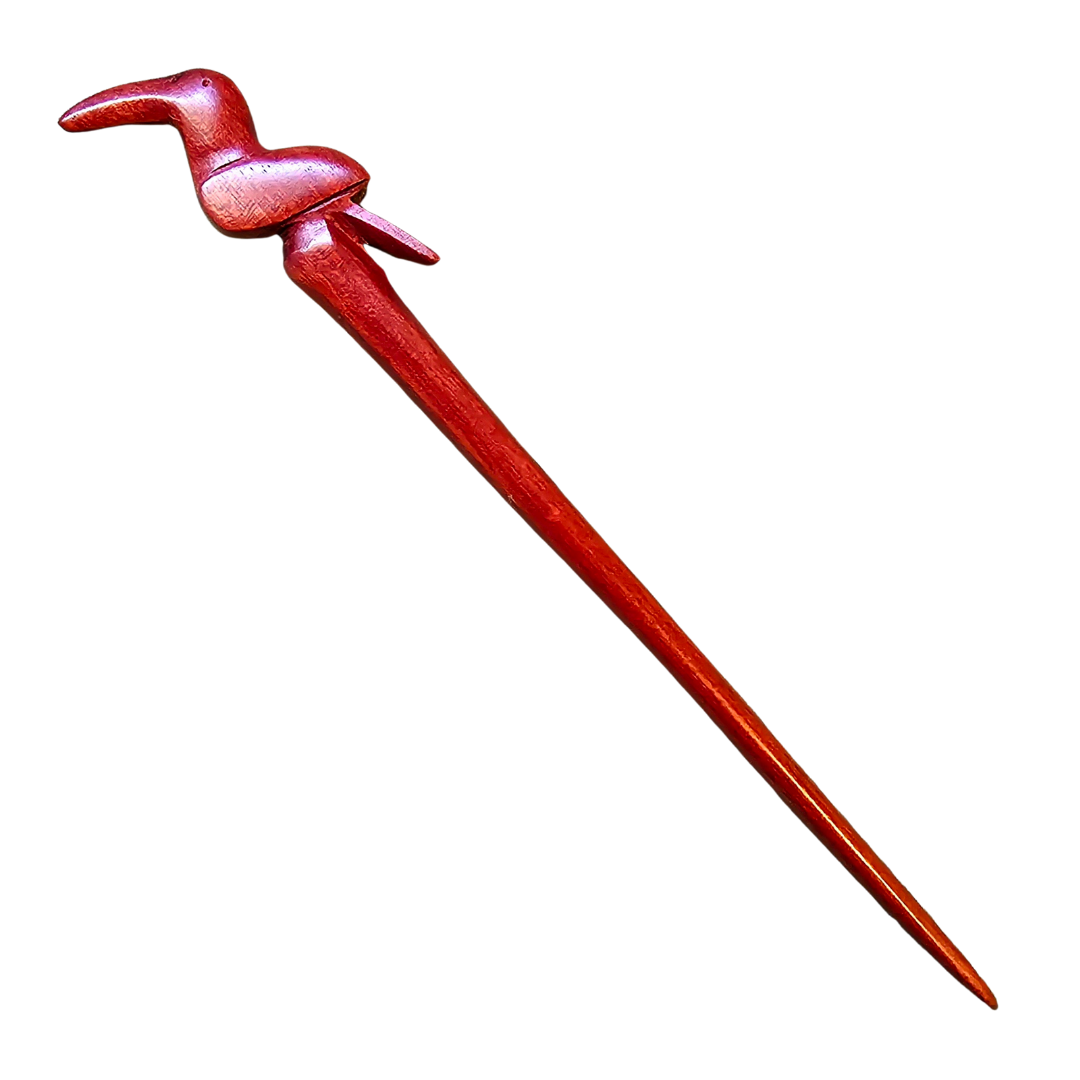 Hand carved wildlife hair sticks - made by artisan from Peruvian Amazon - Amazon Ecology