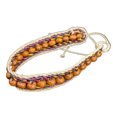 Brown wood bead and chambira bracelet - Amazon Ecology