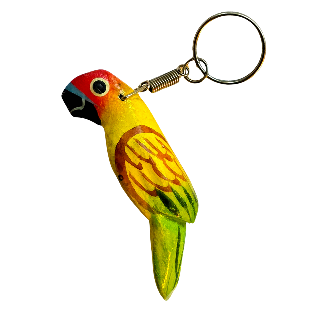 Balsa wood tropical bird keychains from the Peruvian Amazon - Amazon Ecology