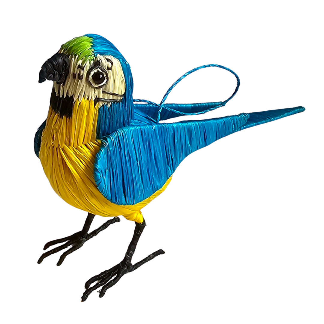 MACAW BIRD - FAIR-TRADE CHRISTMAS TREE ORNAMENT - WOVEN BY PERUVIAN AMAZON ARTISAN