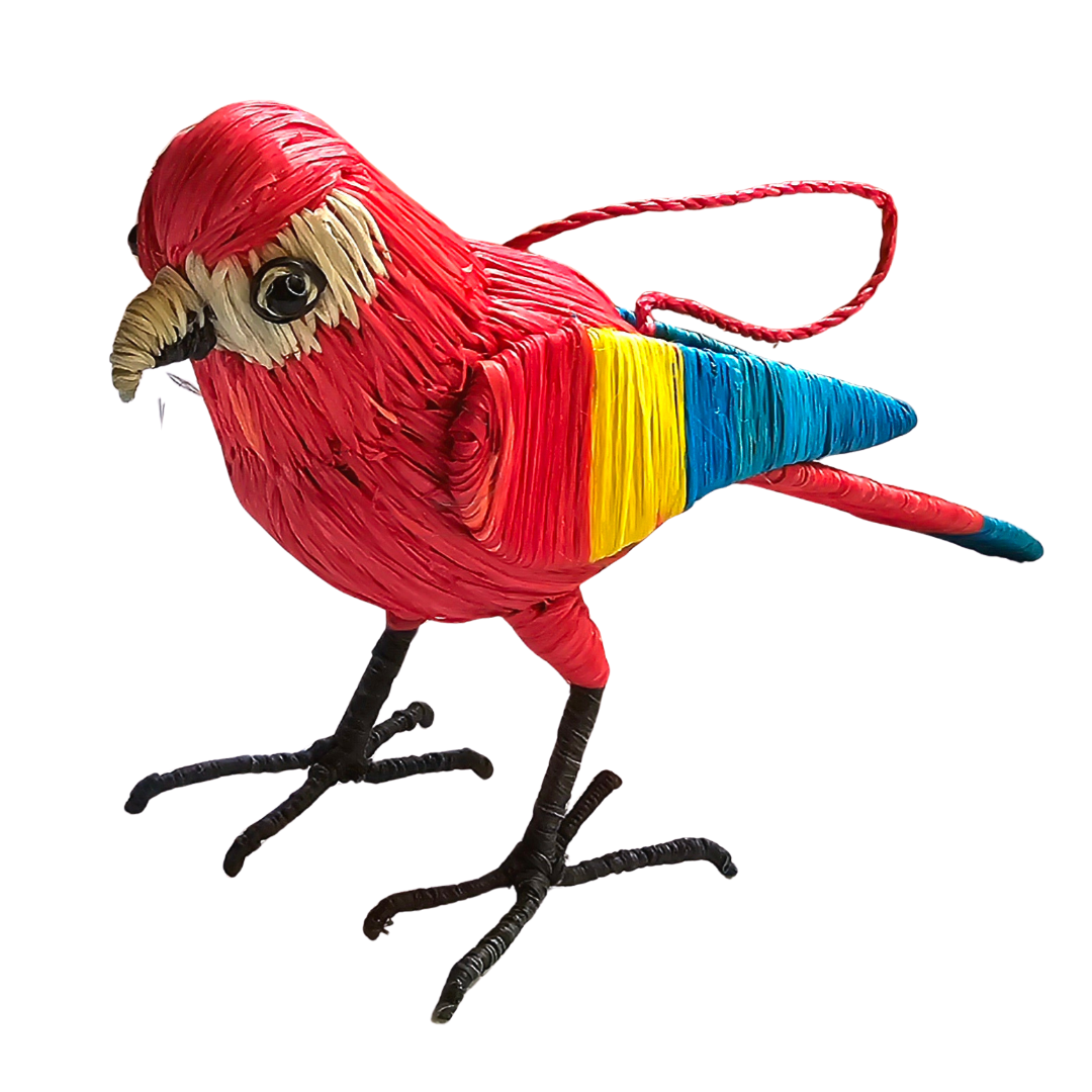 MACAW BIRD - FAIR-TRADE CHRISTMAS TREE ORNAMENT - WOVEN BY PERUVIAN AMAZON ARTISAN