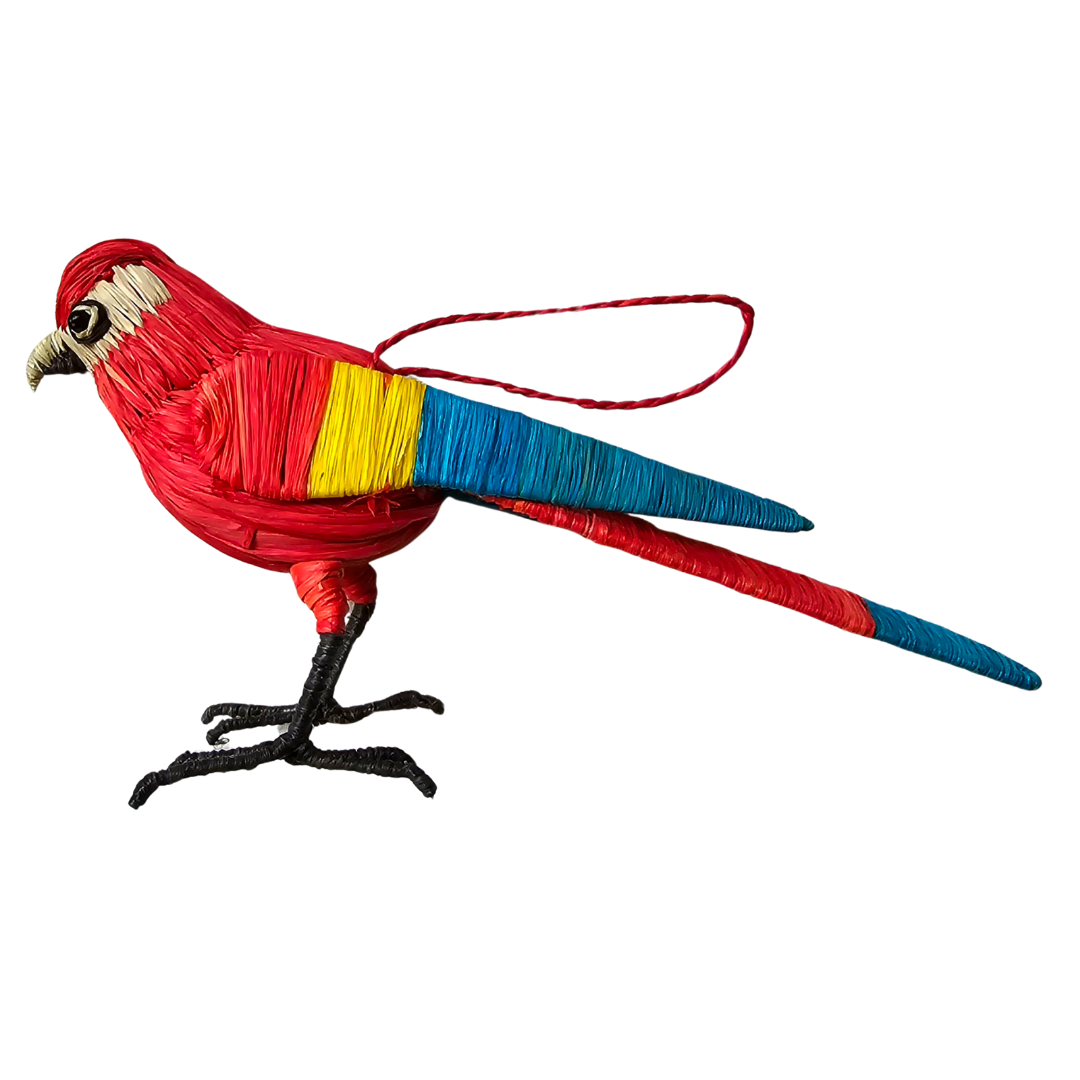 MACAW BIRD - FAIR-TRADE CHRISTMAS TREE ORNAMENT - WOVEN BY PERUVIAN AMAZON ARTISAN