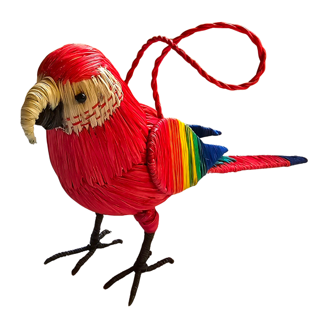 MACAW BIRD - FAIR-TRADE CHRISTMAS TREE ORNAMENT - WOVEN BY PERUVIAN AMAZON ARTISAN