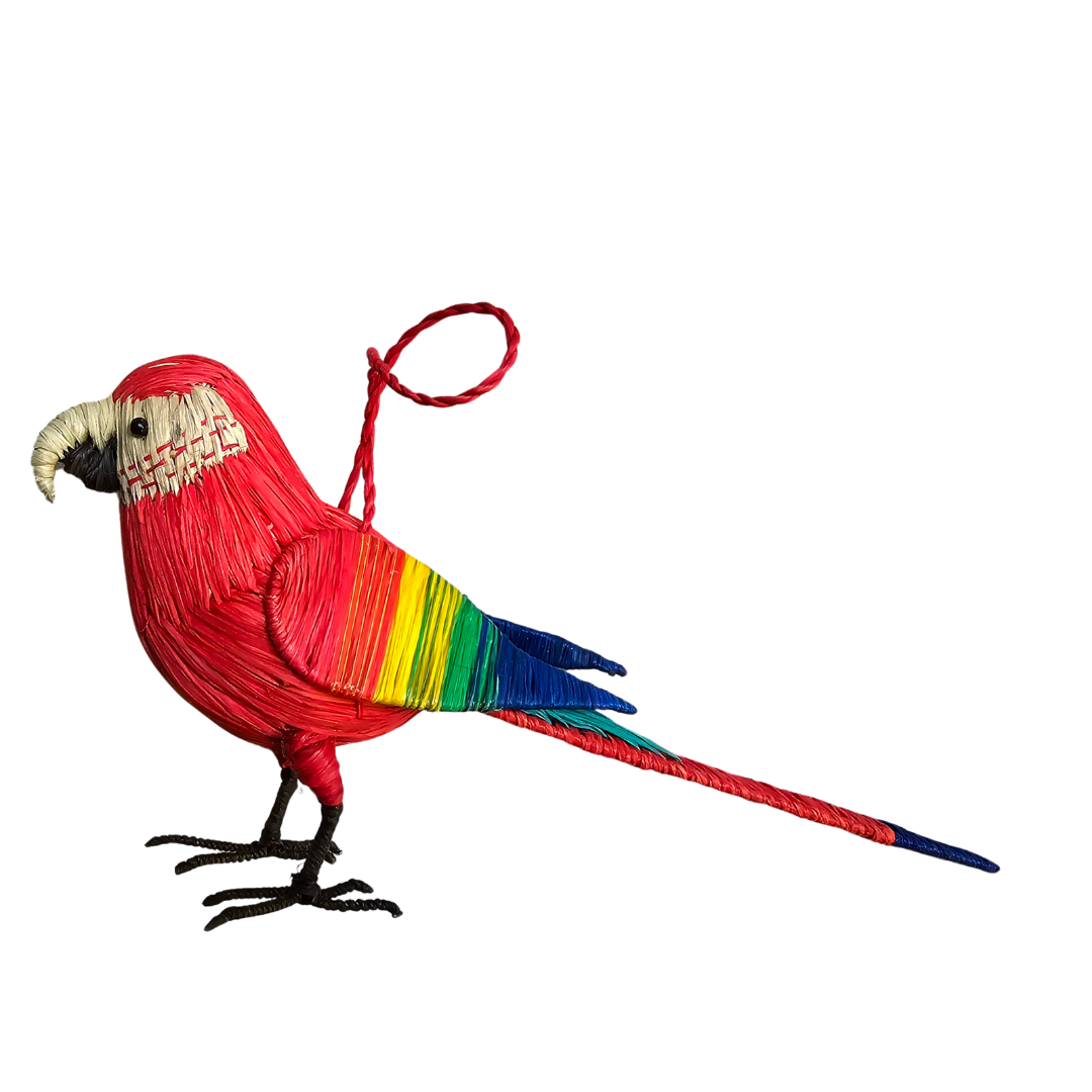 MACAW BIRD - FAIR-TRADE CHRISTMAS TREE ORNAMENT - WOVEN BY PERUVIAN AMAZON ARTISAN