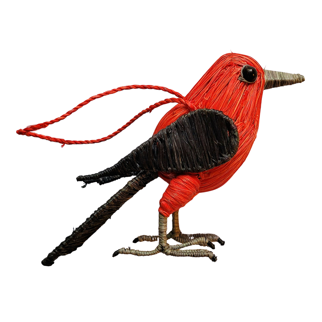 SCARLET TANAGER BIRD - F AIR-TRADE CHRISTMAS TREE ORNAMENT - WOVEN BY PERUVIAN AMAZON ARTISAN - Amazon Ecology