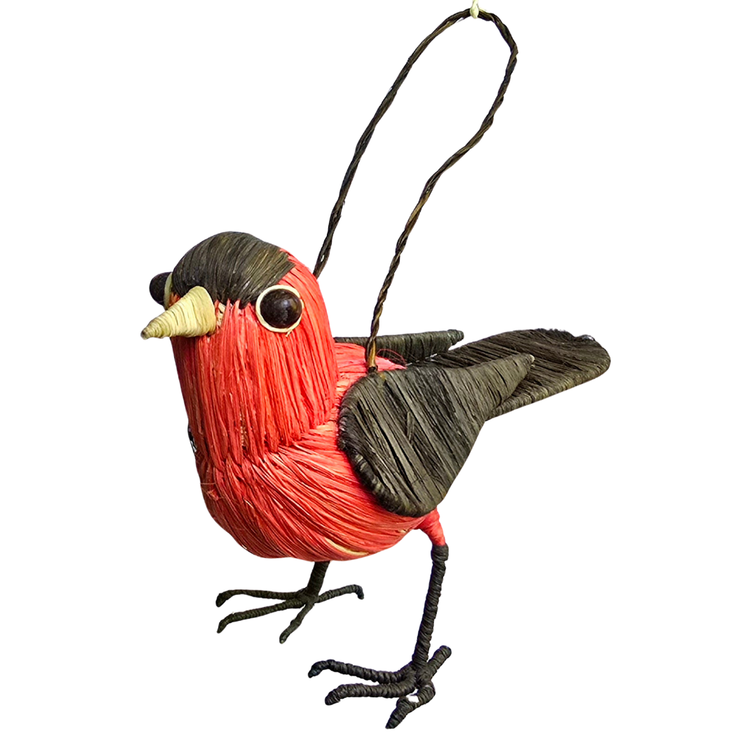 SCARLET TANAGER BIRD - F AIR-TRADE CHRISTMAS TREE ORNAMENT - WOVEN BY PERUVIAN AMAZON ARTISAN