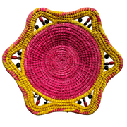 Raspberry and lemon fair-trade chambira basket from the Peruvian Amazon - Amazon Ecology