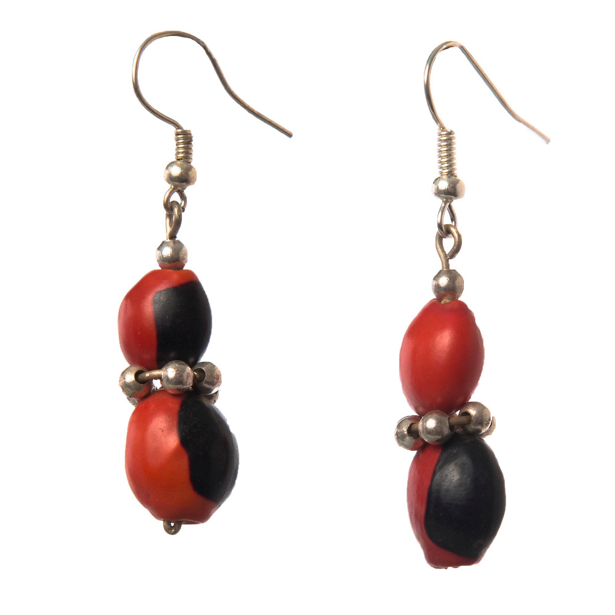 Huayruru seed pair earrings - made by Peruvian Amazon artisan - Amazon Ecology