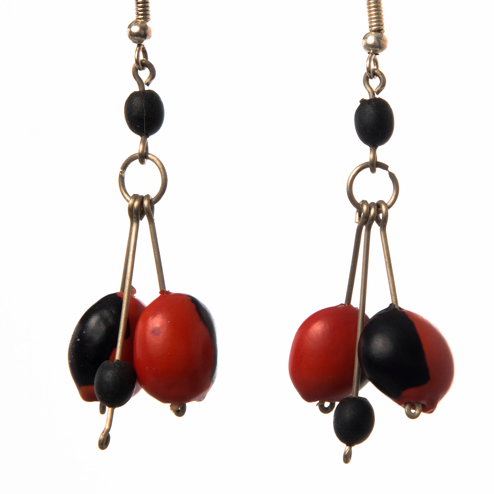 Huayruru seed pair earrings - made by Peruvian Amazon artisan - Amazon Ecology