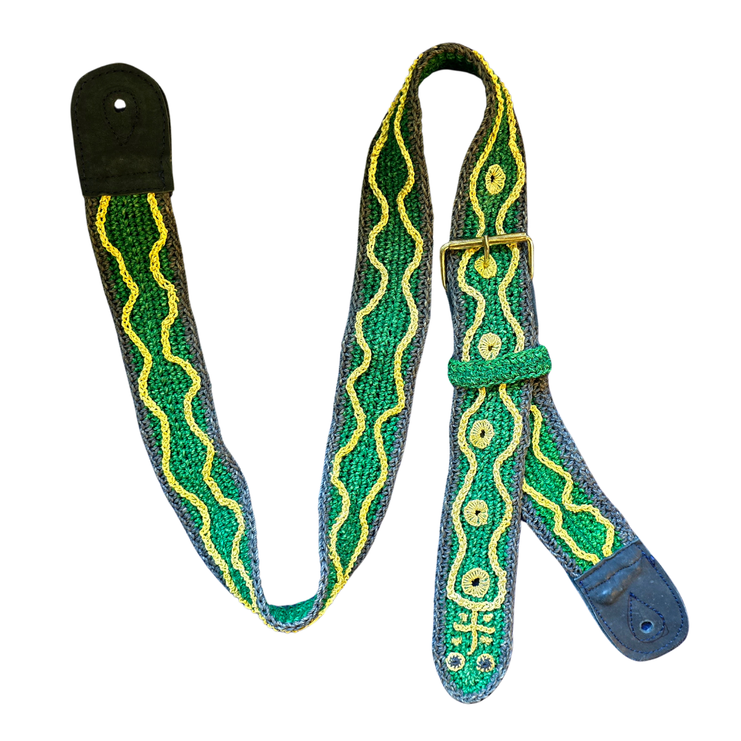 FAIR -TRADE HAND-MADE GUITAR STRAP - EMERALD TREE BOA PATTERN - WOVEN BY PERUVIAN AMAZON ARTISAN - Amazon Ecology