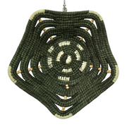 Five-sided premier charcoal chambira basket with white accents - made by artisans from the Peruvian Amazon - Amazon Ecology
