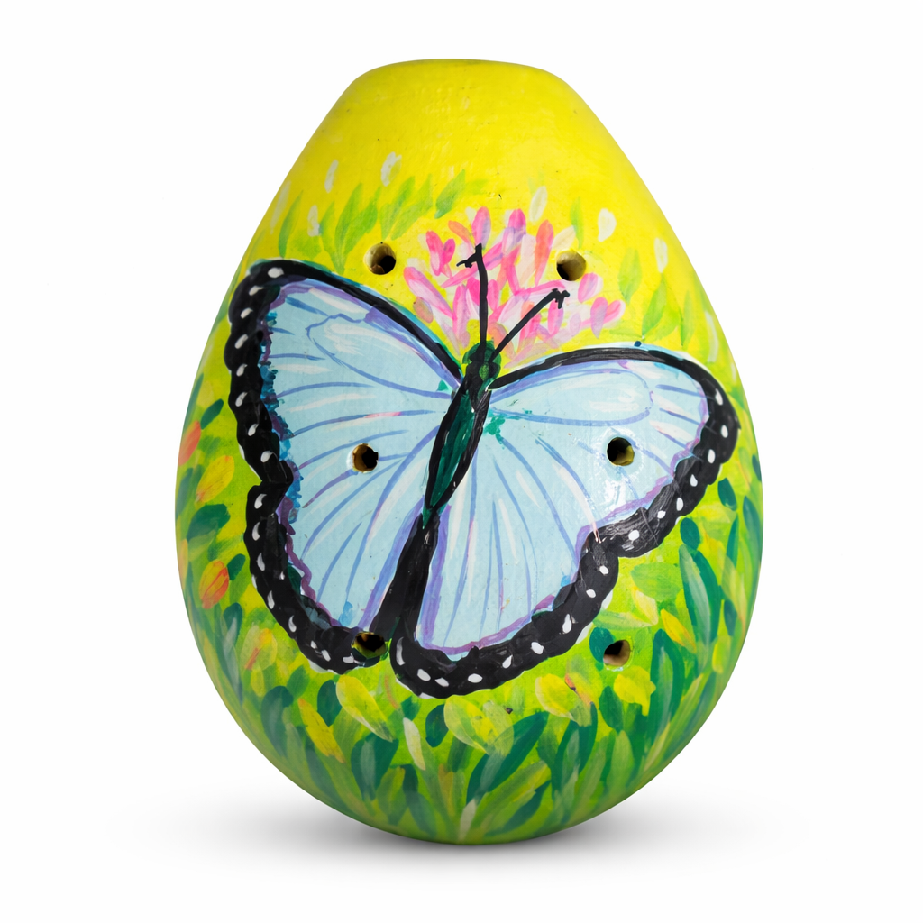 Ceramic ocarinas with butterflies - made by a Peruvian Amazon artisan - Amazon Ecology