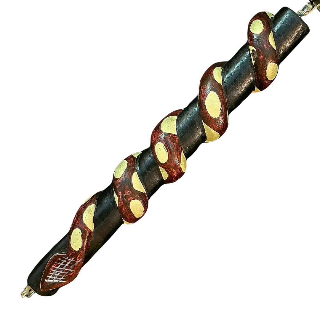 Wooden tropical snake on branch decoration - made by Peruvian Amazon artisan - Amazon Ecology