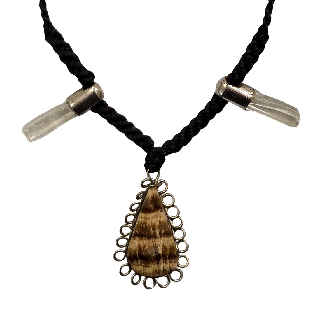 Clear crystal and stone teardrop necklaces - made by artisan from the Peruvian Amazon