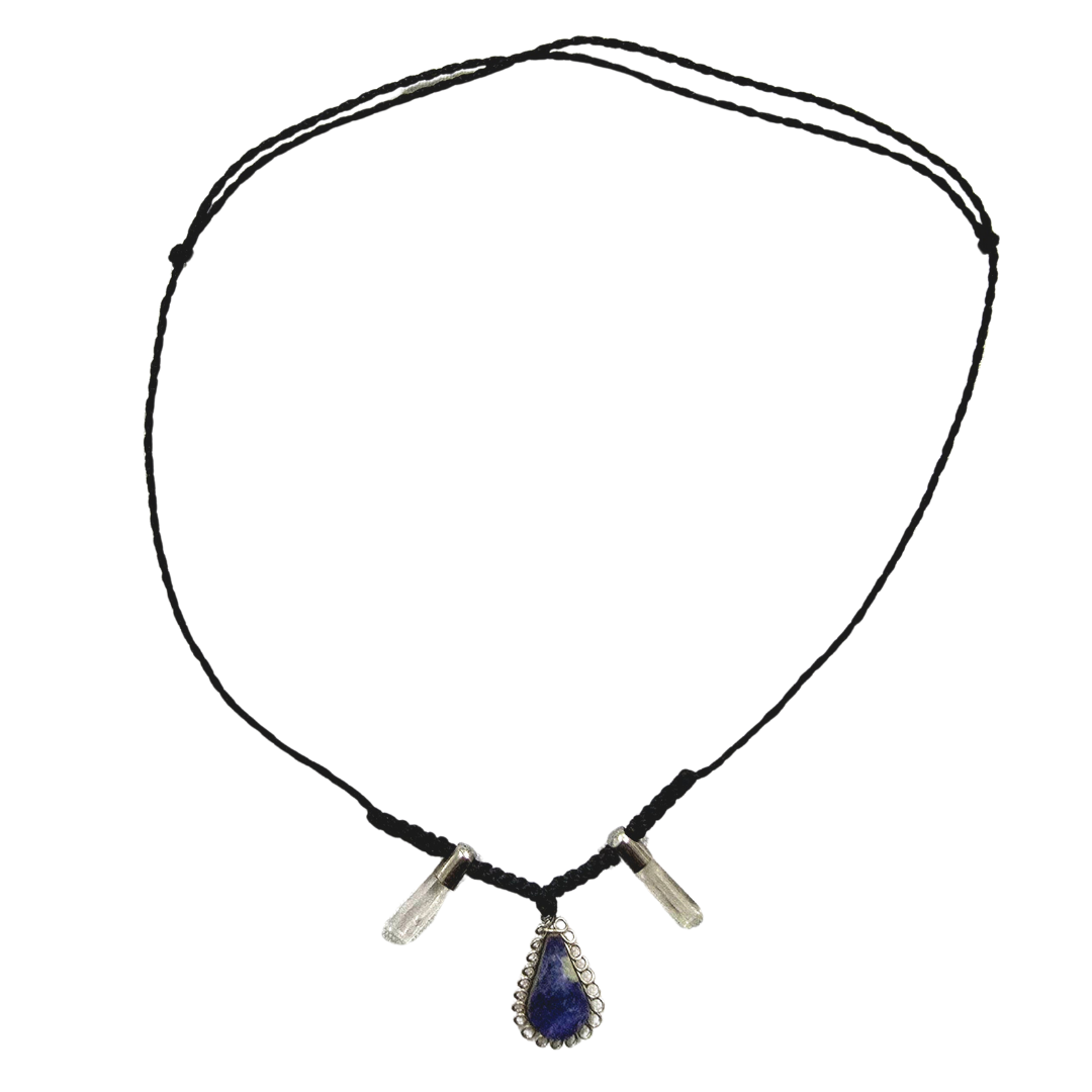 Clear crystal and stone teardrop necklaces - made by artisan from the Peruvian Amazon