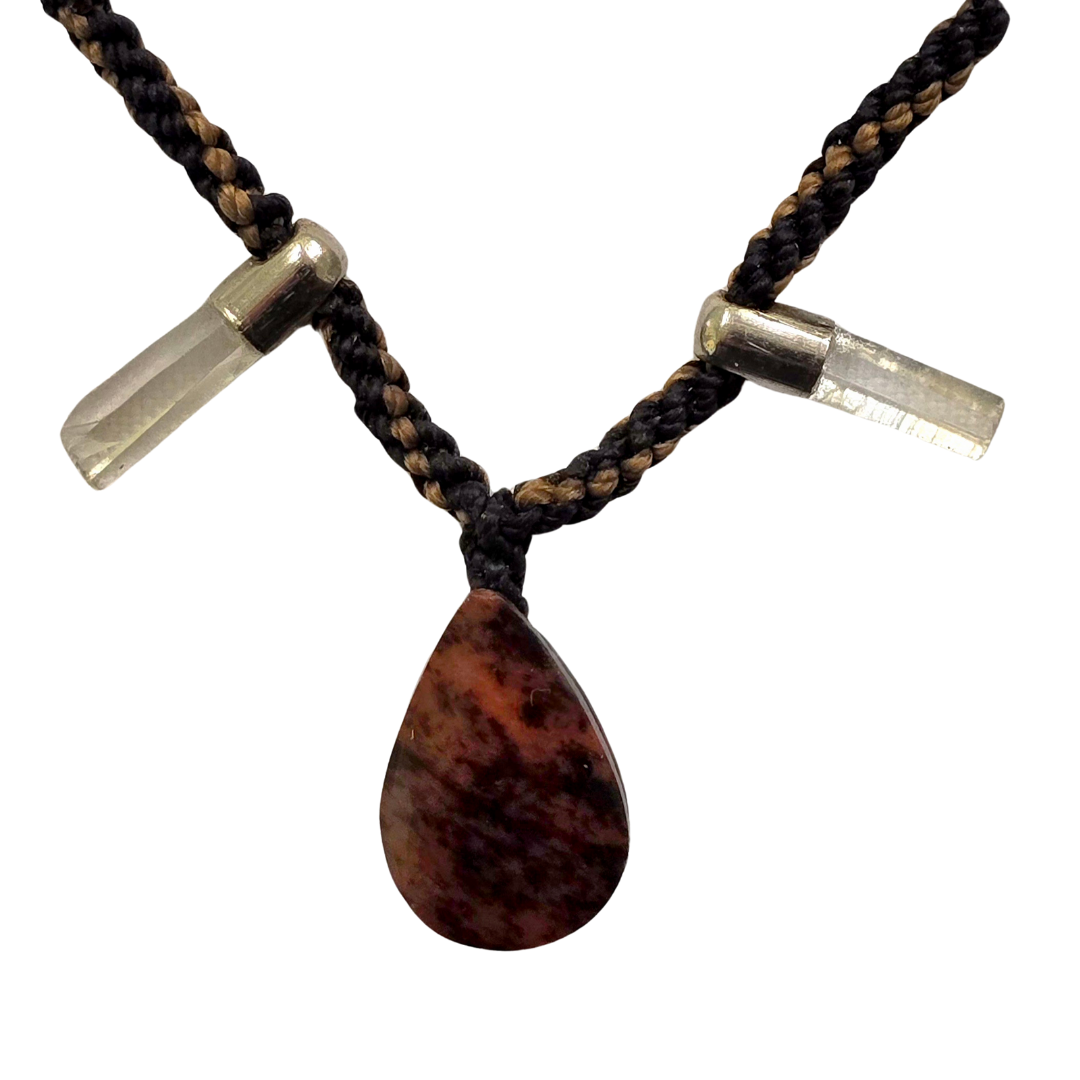 Clear crystal and stone teardrop necklaces - made by artisan from the Peruvian Amazon