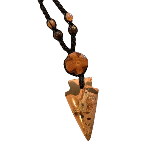 Leopard jasper macrame necklace - made by Peruvian Amazon artisan