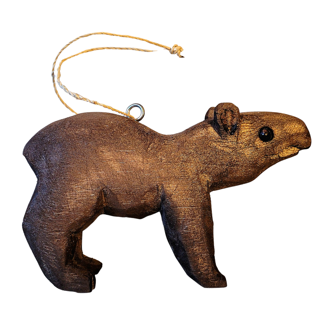 TAPIR BALSA WOOD FAIR -TRADE ORNAMENT - CARVED BY PERUVIAN AMAZON ARTISAN - Amazon Ecology