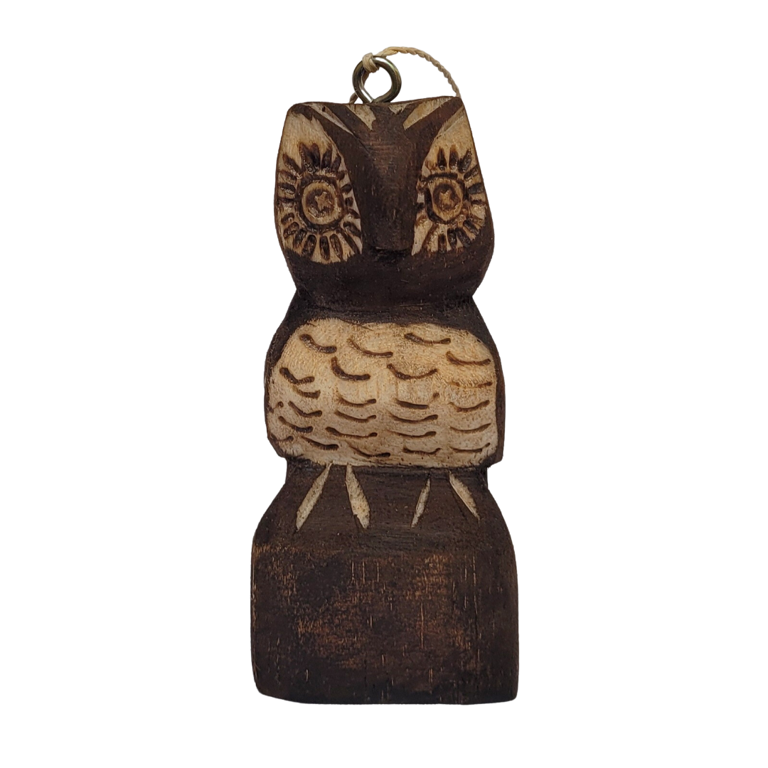OWL BALSA WOOD FAIR -TRADE DECORATION - CARVED BY PERUVIAN AMAZON ARTISAN - Amazon Ecology