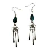 Dangly Silver and Peruvian Turquoise Earrings - Made by Peruvian Amazon Artisan - Amazon Ecology