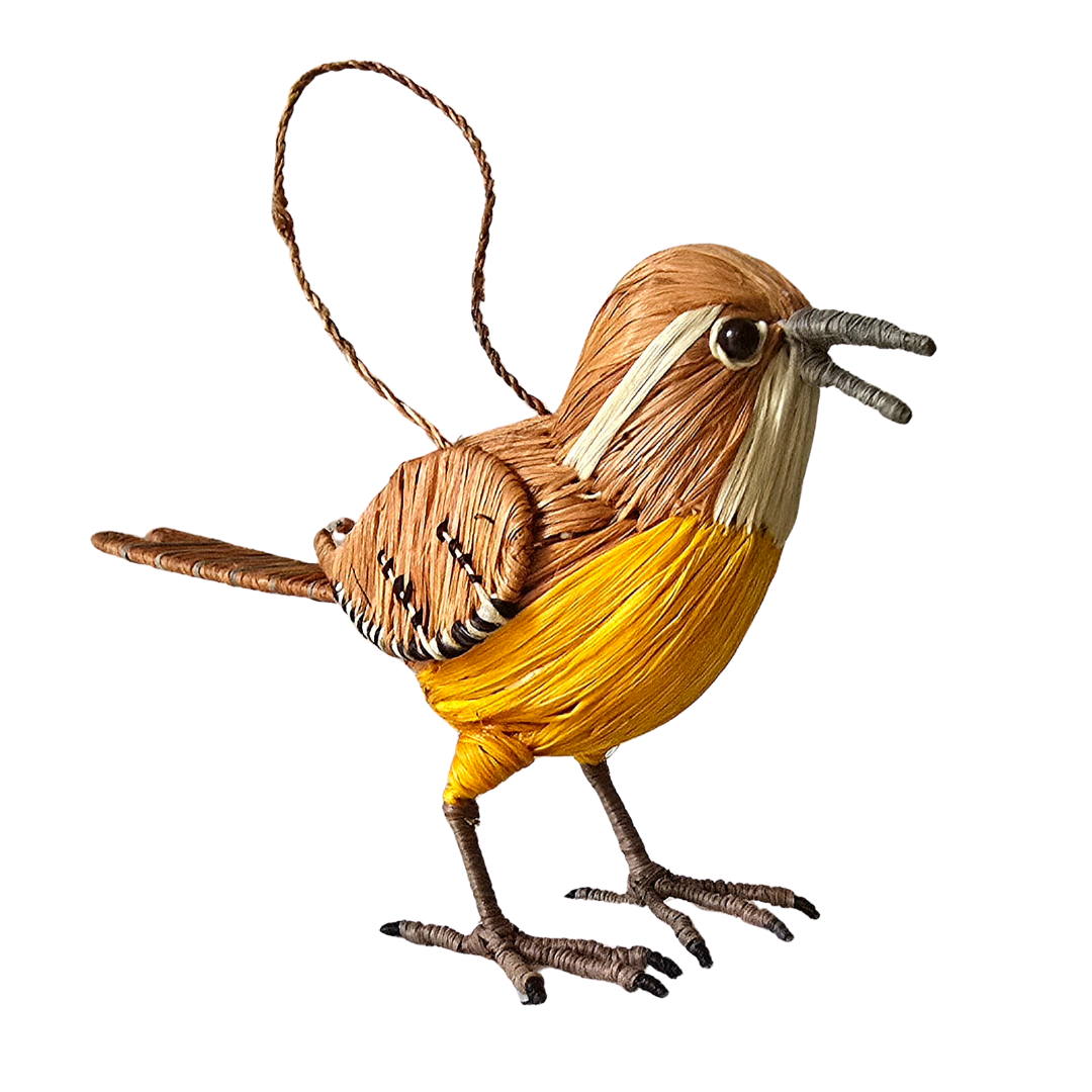 CAROLINA WREN BIRD - FAIR TRADE CHRISTMAS TREE ORNAMENT - WOVEN BY PERUVIAN AMAZON ARTISAN