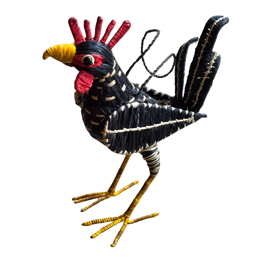 ROOSTER BIRD - FAIR TRADE CHRISTMAS TREE ORNAMENT - WOVEN BY PERUVIAN AMAZON ARTISAN