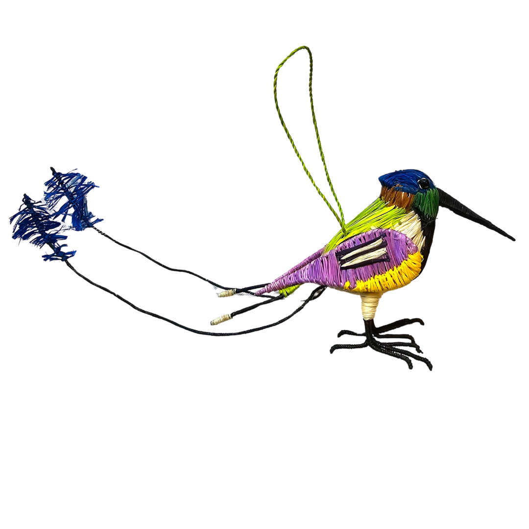 FAIR -TRADE CHRISTMAS TREE ORNAMENT - MARVELOUS SPATULE TAIL HUMMINGBIRD - WOVEN BY PERUVIAN AMAZON ARTISAN - Amazon Ecology