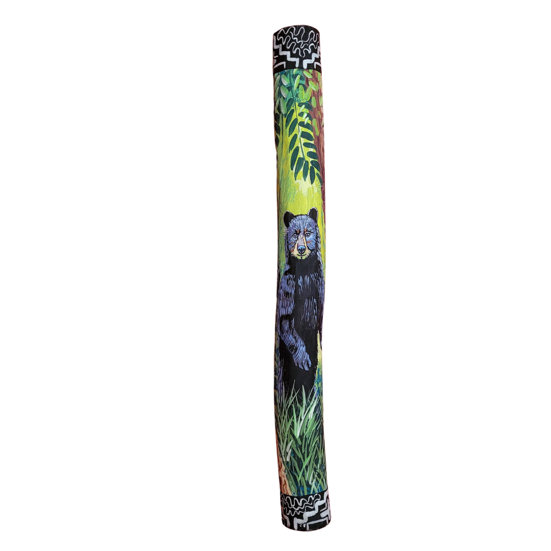 Rainsticks with wildlife and native designs from the Peruvian Amazon