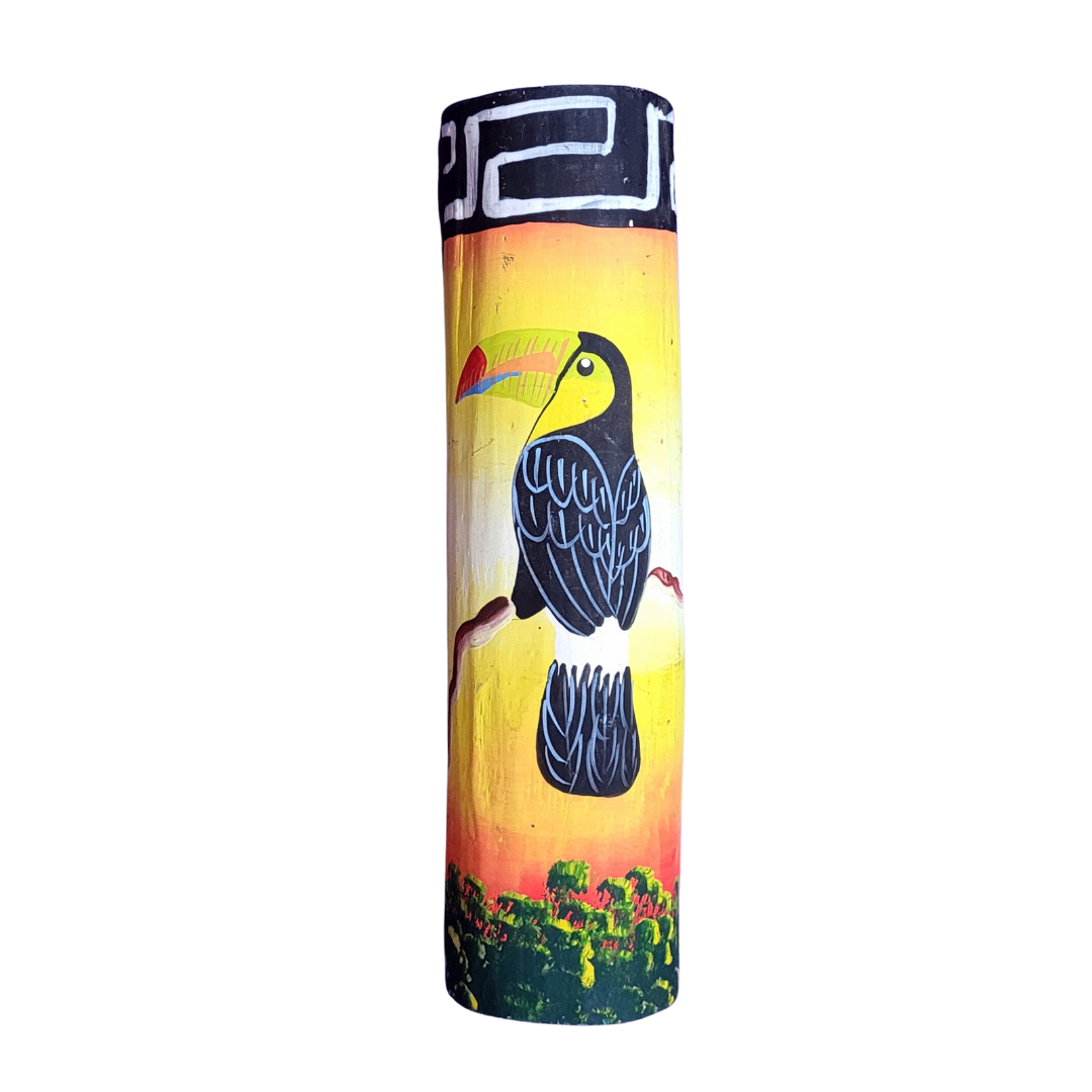 Rainsticks with wildlife and Kukama designs from the Peruvian Amazon - Amazon Ecology