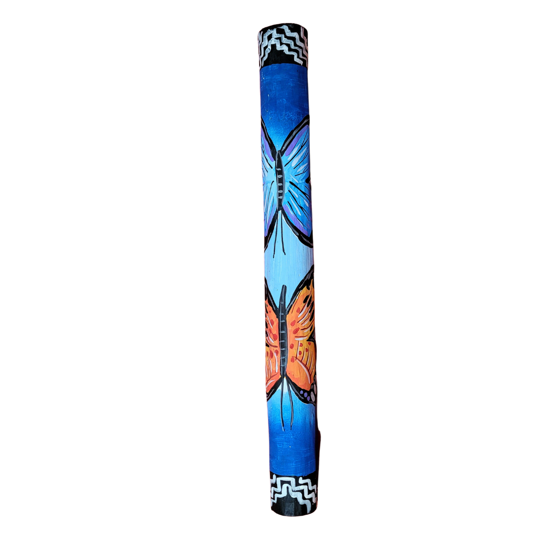 Rainsticks with wildlife and native designs from the Peruvian Amazon
