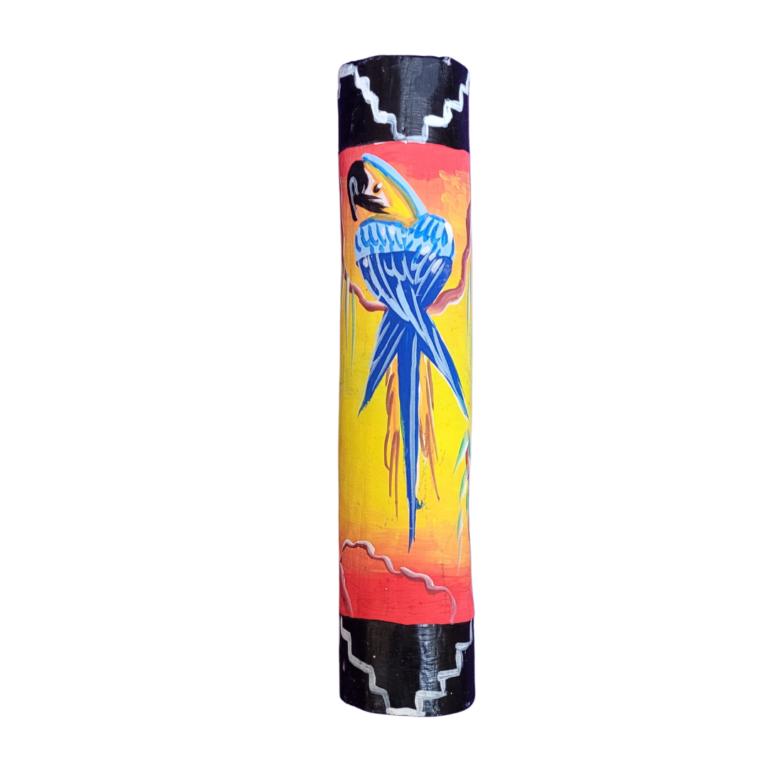 Rainsticks with wildlife and native designs from the Peruvian Amazon