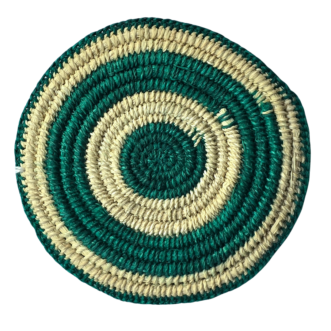Chambira woven coasters with colored rings - handmade by Peruvian artisans
