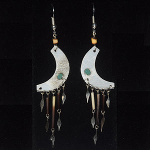 Paiche Fish Scales Crescent Moon Earrings